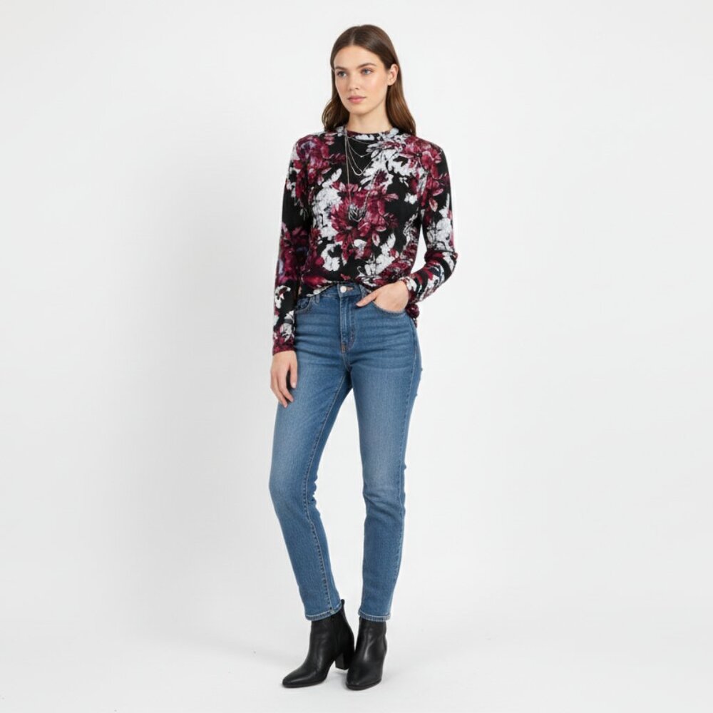 *Botanique Floral Mockneck Long Sleeve